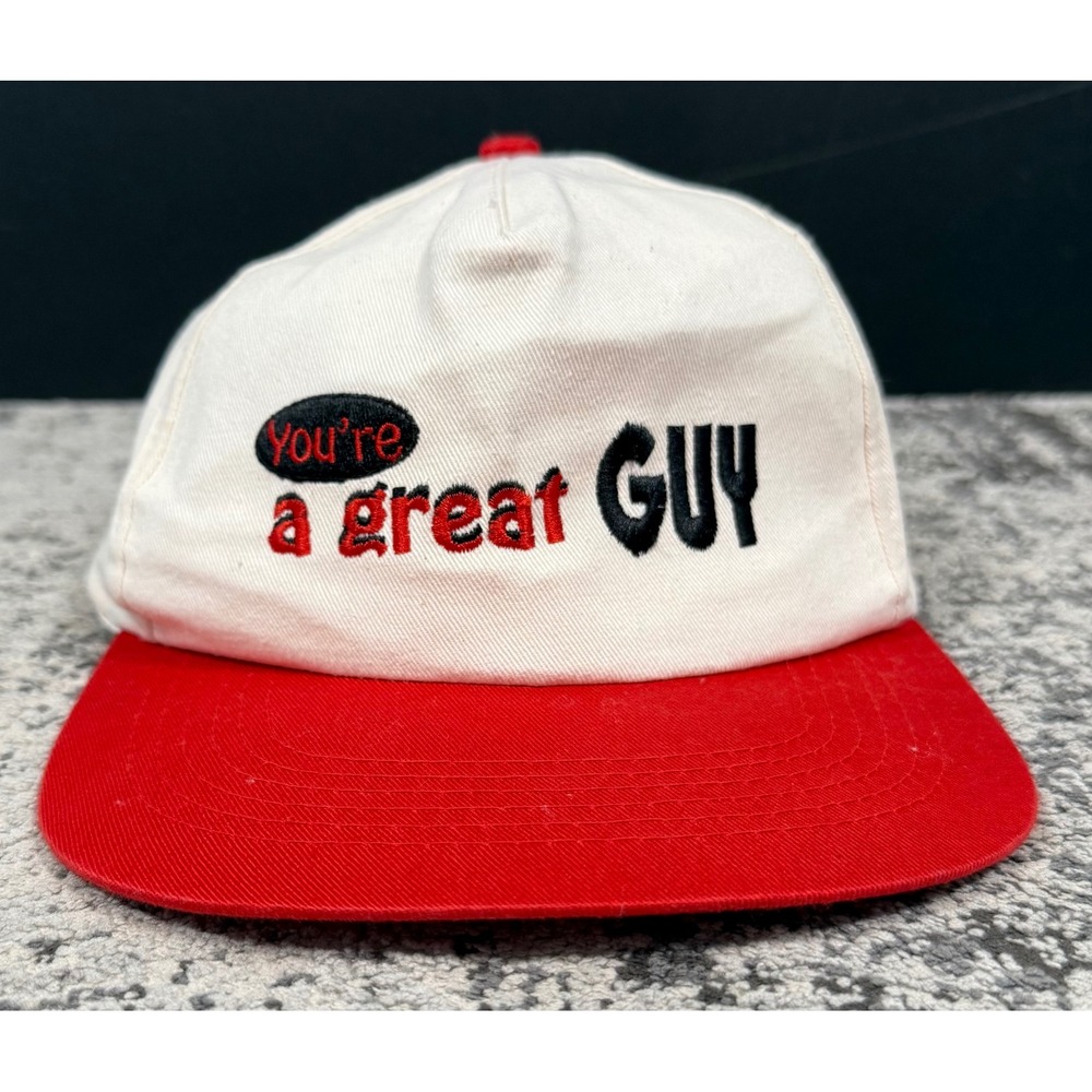 Unbranded Mens OSFM White Red Snapback Hat Great Guy Novelty Spell Out Cap